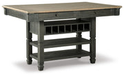 Tyler Creek Black/Grayish Brown Counter Height Dining Table and 4 Barstools with Server - D736D10