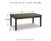 Tyler Creek Black/Grayish Brown Dining Table and 4 Chairs with Bench - D736D11
