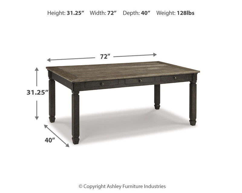 Tyler Creek Black/Grayish Brown Dining Table and 4 Chairs with Bench - D736D11