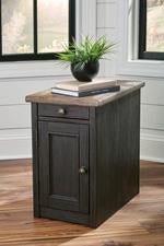 Tyler Creek Grayish Brown/Black Chairside End Table with USB Ports & Outlets - DMV FurnitureEnd Table Chair Side