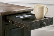 Tyler Creek Grayish Brown/Black Chairside End Table with USB Ports & Outlets - DMV FurnitureEnd Table Chair Side