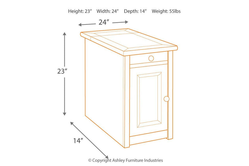 Tyler Creek Grayish Brown/Black Chairside End Table with USB Ports & Outlets - DMV FurnitureEnd Table Chair Side
