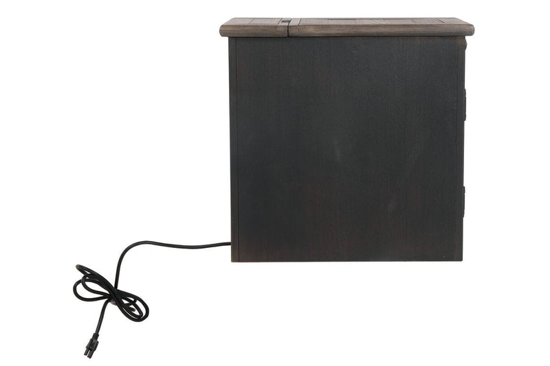 Tyler Creek Grayish Brown/Black Chairside End Table with USB Ports & Outlets - DMV FurnitureEnd Table Chair Side