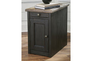 Tyler Creek Grayish Brown/Black Chairside End Table with USB Ports & Outlets - DMV FurnitureEnd Table Chair Side