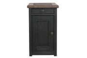 Tyler Creek Grayish Brown/Black Chairside End Table with USB Ports & Outlets - DMV FurnitureEnd Table Chair Side