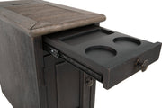 Tyler Creek Grayish Brown/Black Chairside End Table with USB Ports & Outlets - DMV FurnitureEnd Table Chair Side