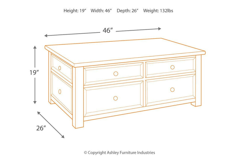 Tyler Creek Grayish Brown/Black Coffee Table with Lift Top - DMV FurnitureCoffee Table