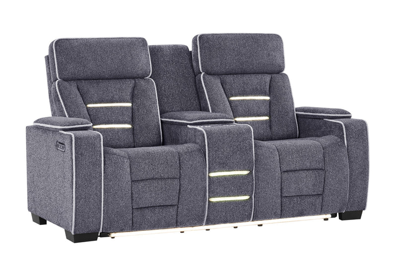 U1895 Grey P2 Console Reclining Loveseat With Is And Led - U1895-GREY-P2 CRLS