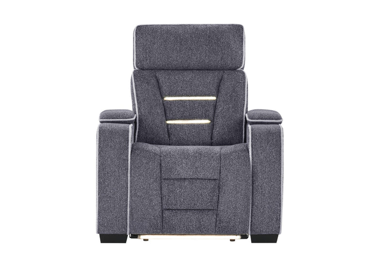 U1895 Grey P2 Recliner With Is And Led - U1895-GREY-P2 R