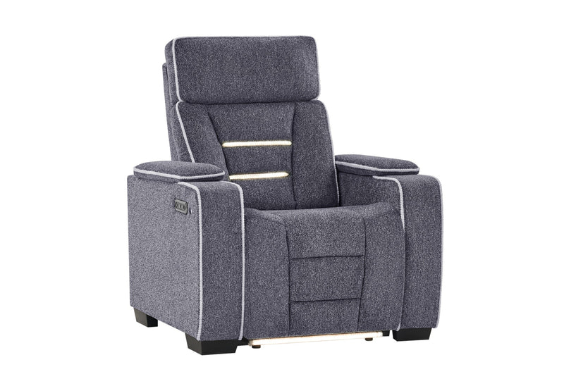 U1895 Grey P2 Recliner With Is And Led - U1895-GREY-P2 R