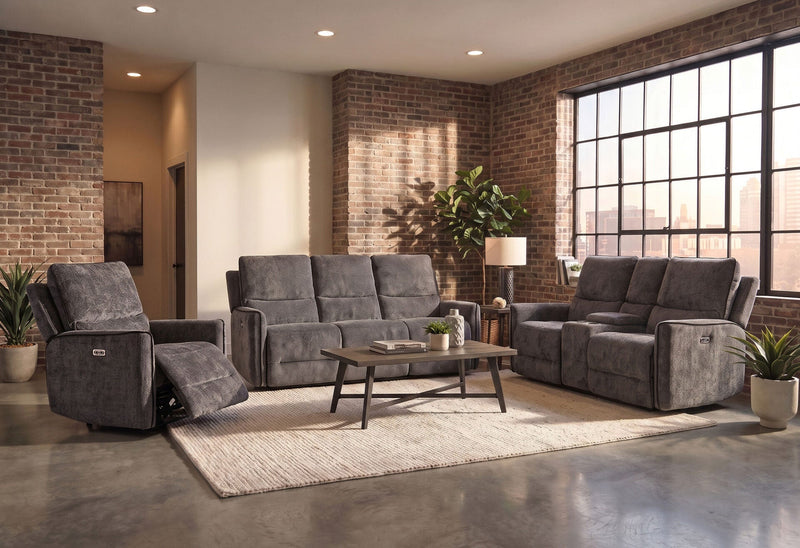 U2203 Dark Grey Power Console Reclining Loveseat - U2203-DRK GRY-PCRLS