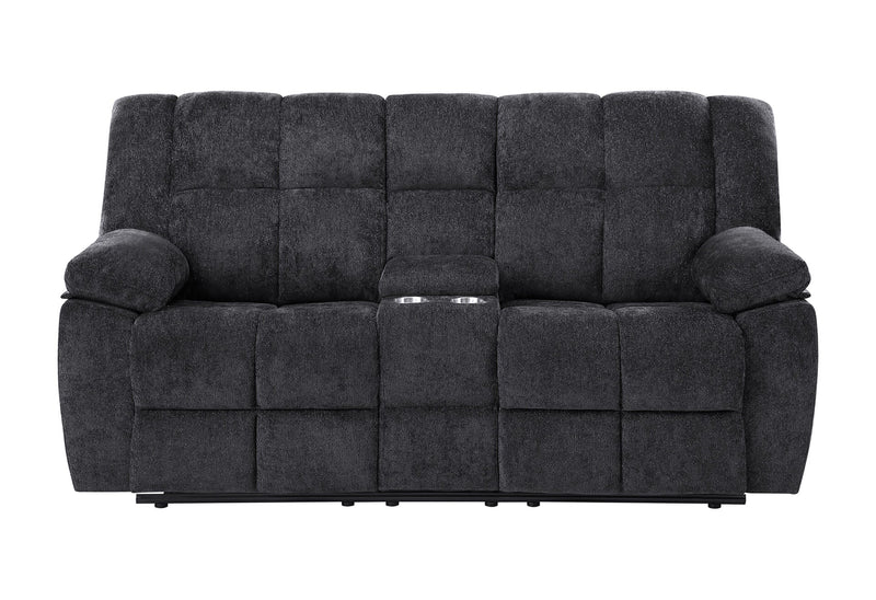 U6000 Black Console Reclining Loveseat - U6000-BLACK-CRLS-N