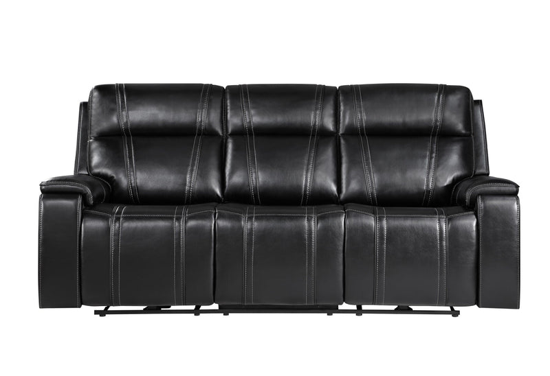 U8880 Black Leather Power Reclining Sofa - U8880-BLK LEATHER-PRS