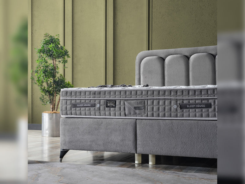 Uludag Storage Bed With Headboard - Queen in Grey - 200-ELIF-ULU-150-EY320-SB
