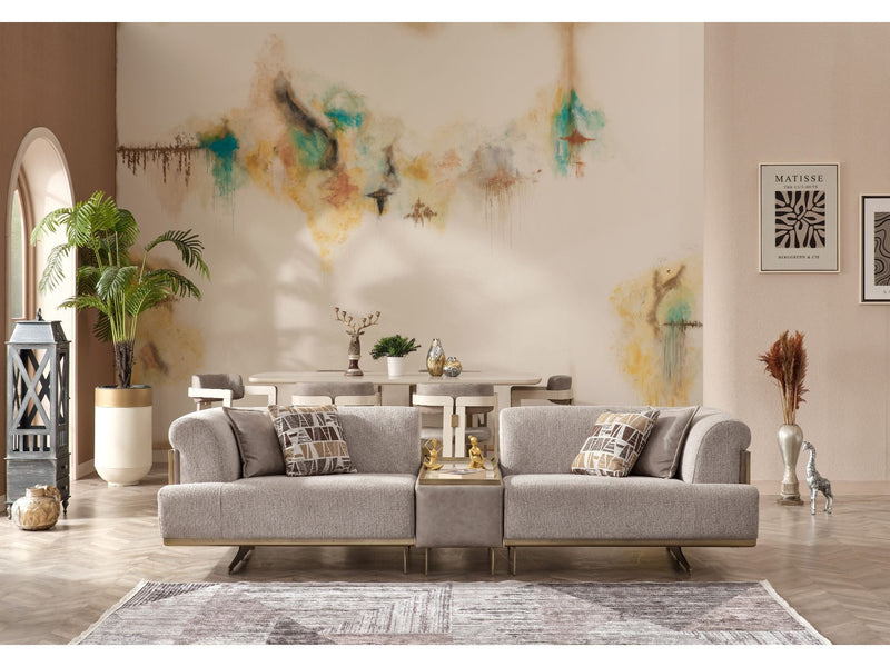 Urla 4-pieces (Sofa & Module Sofa & 2 Chair) Livingroom Set Cream in Cream - 101-URL-ANG04-33M11