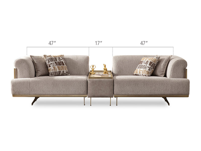 Urla 4-pieces (Sofa & Module Sofa & 2 Chair) Livingroom Set Cream in Cream - 101-URL-ANG04-33M11