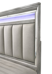 Vail Gray King LED Upholstered Panel Bed - DMV FurnitureKing Bed