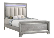 Vail Gray King LED Upholstered Panel Bed - DMV FurnitureKing Bed