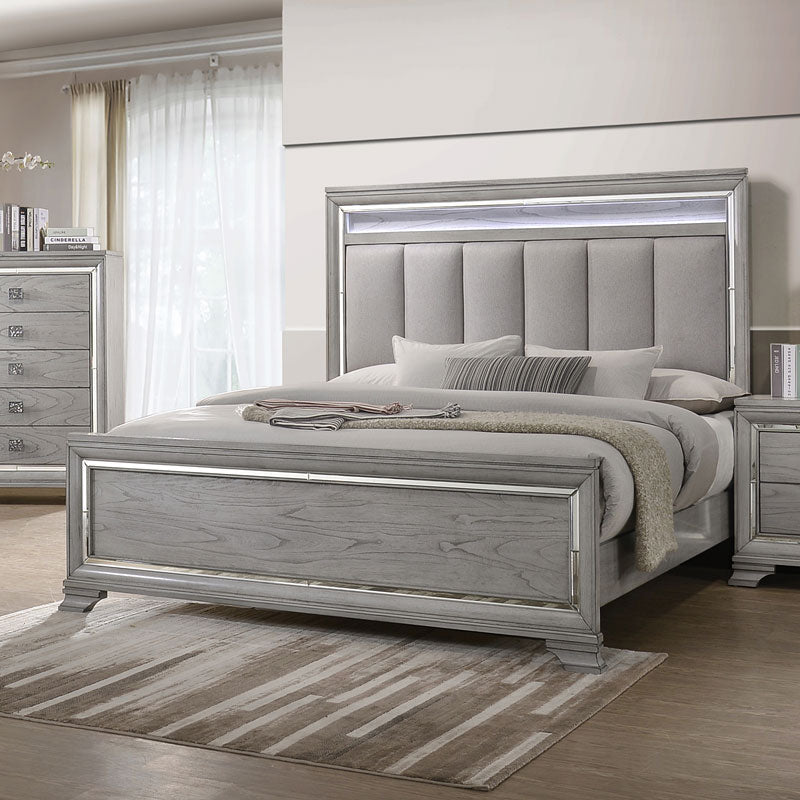 Vail Gray LED King Panel Bed - DMV FurnitureKing Bed