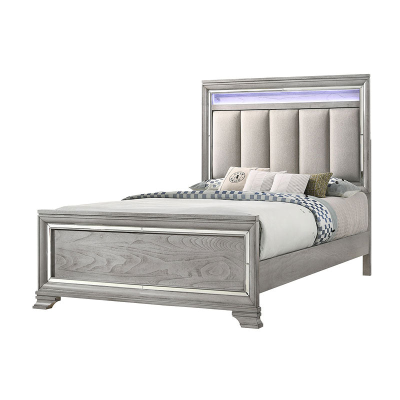 Vail Gray LED Queen Panel Bed - DMV FurnitureQueen Bed