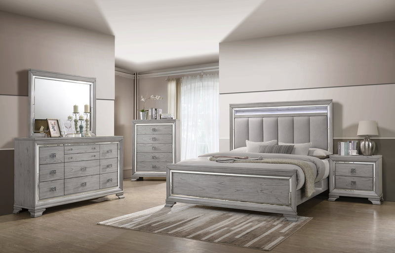 Vail Gray LED Upholstered Panel Bedroom Set - DMV FurnitureBedroom Set
