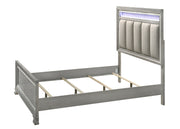 Vail Gray Queen LED Upholstered Panel Bed - DMV FurnitureQueen Bed