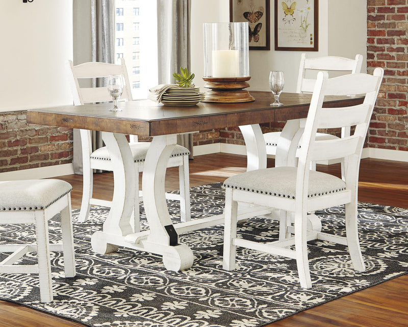 Valebeck Beige/White Dining Table and 8 Chairs with Server - D546D12