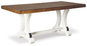 Valebeck Beige/White Dining Table and 8 Chairs with Server - D546D12