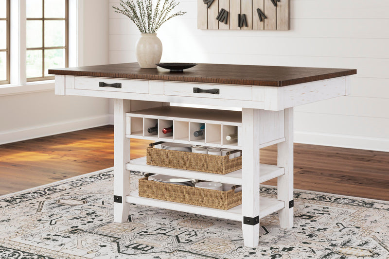 Valebeck Counter Height Dining Table and 4 Barstools - D546D14