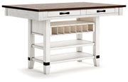 Valebeck Counter Height Dining Table and 4 Barstools in White/Brown - PKG016268