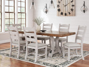 Valebeck Dining Table and 8 Chairs in White/Brown - PKG002021