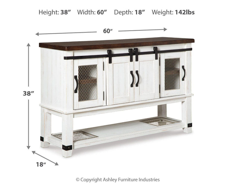 Valebeck Multi Counter Height Dining Table, 6 Barstools and Server - D546D32