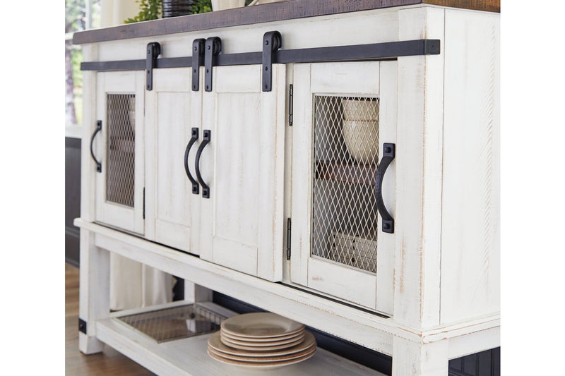 Valebeck White/Brown Dining Server - DMV FurnitureCabinet