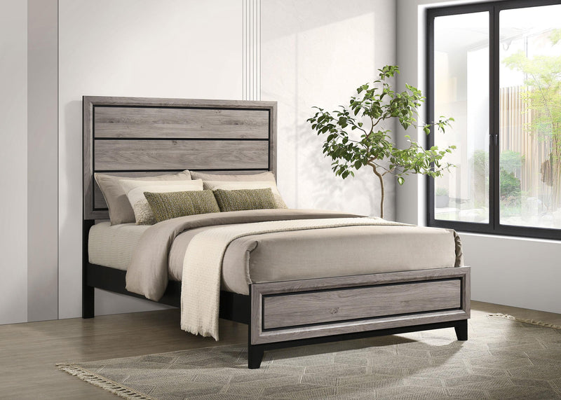 Valen Wood Full Panel Bed Light Taupe - 215911F