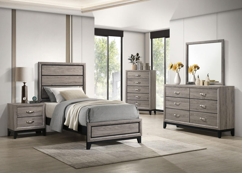 Valen Wood Twin Panel Bed Light Taupe - 215911T