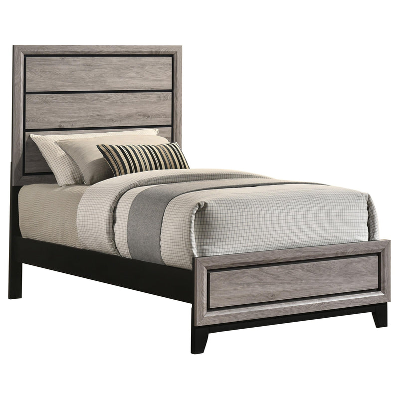 Valen Wood Twin Panel Bed Light Taupe - 215911T