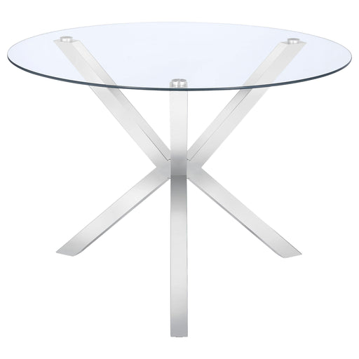 Vance Round 41-inch Glass Top Asterisk Dining Table Chrome - 120760
