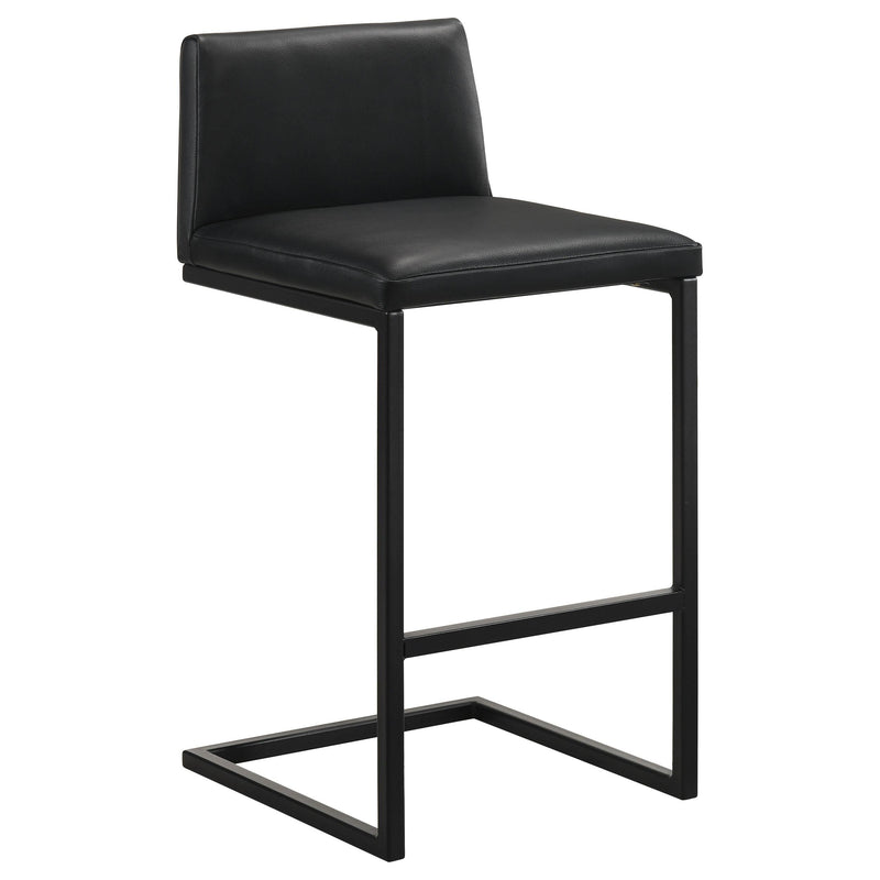 Vardon Genuine Leather Bar Stool Black (Set of 2) - 182226BLK