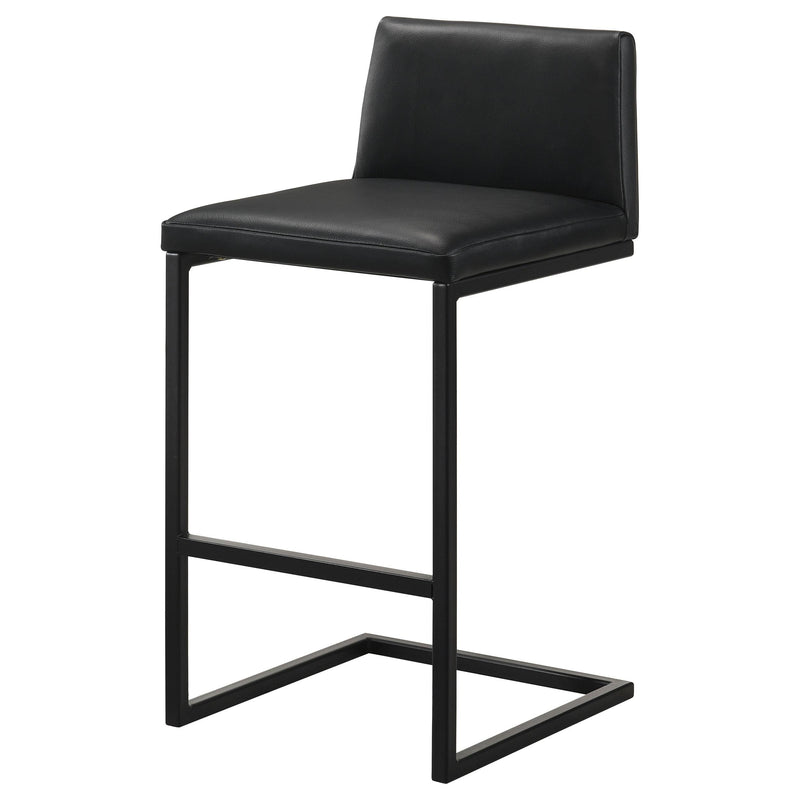 Vardon Genuine Leather Bar Stool Black (Set of 2) - 182226BLK
