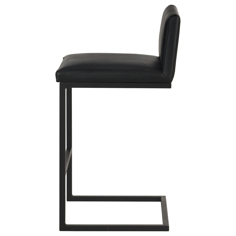 Vardon Genuine Leather Bar Stool Black (Set of 2) - 182226BLK