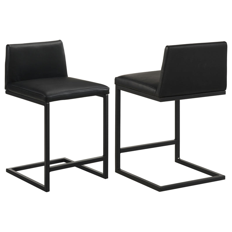 Vardon Genuine Leather Counter Height Chair Black (Set of 2) - 112229BLK