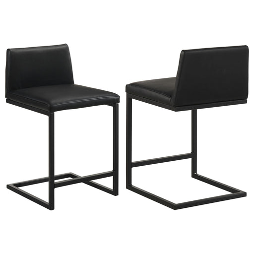 Vardon Genuine Leather Counter Height Chair Black (Set of 2) - 112229BLK