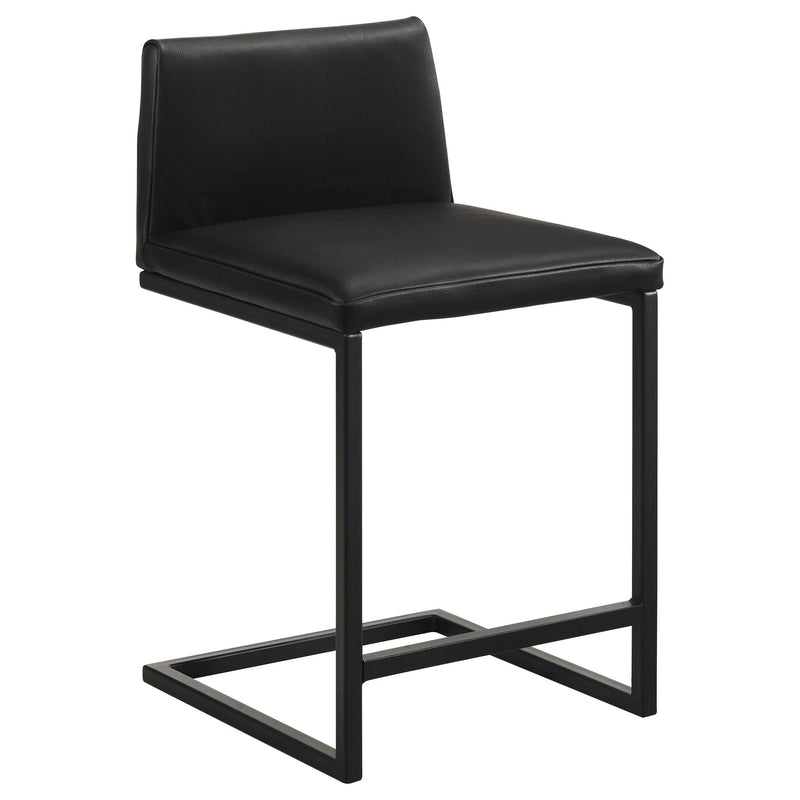 Vardon Genuine Leather Counter Height Chair Black (Set of 2) - 112229BLK