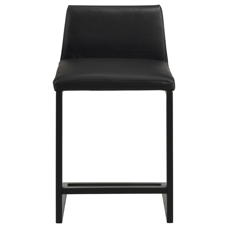 Vardon Genuine Leather Counter Height Chair Black (Set of 2) - 112229BLK