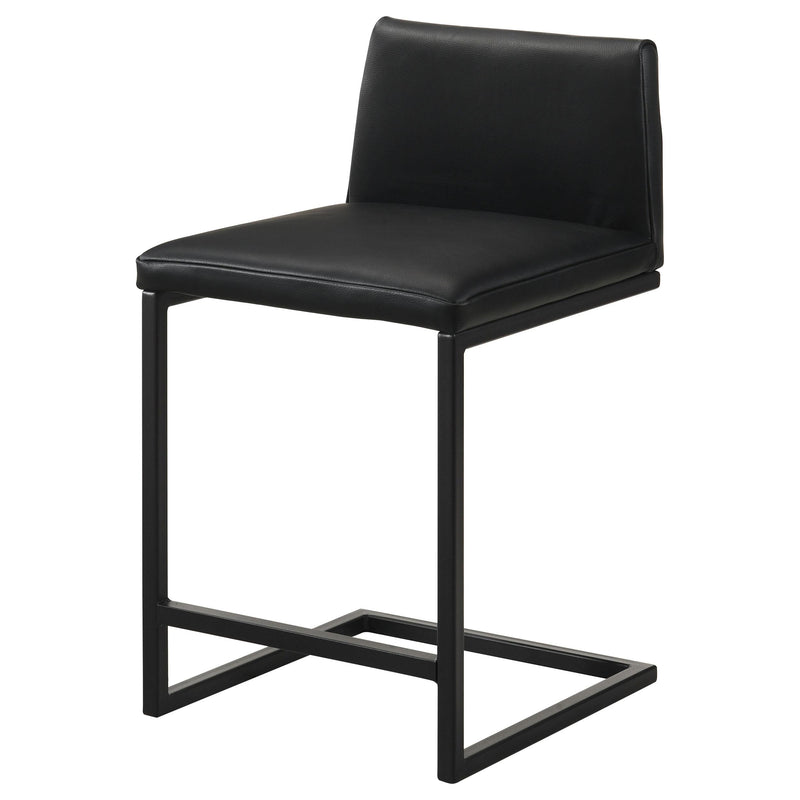 Vardon Genuine Leather Counter Height Chair Black (Set of 2) - 112229BLK