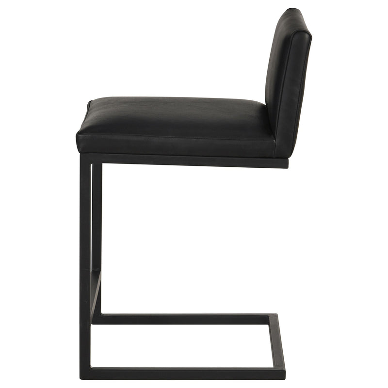 Vardon Genuine Leather Counter Height Chair Black (Set of 2) - 112229BLK