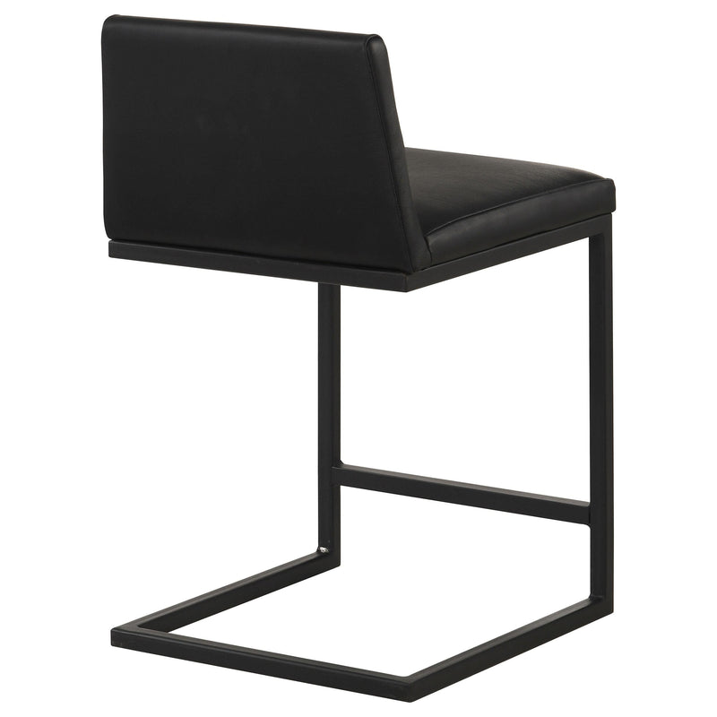 Vardon Genuine Leather Counter Height Chair Black (Set of 2) - 112229BLK