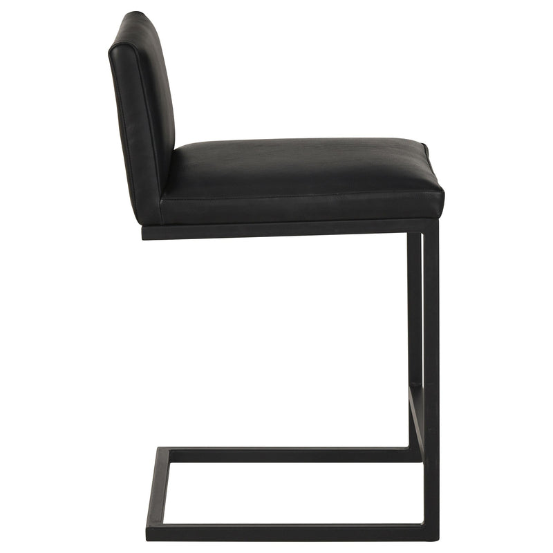 Vardon Genuine Leather Counter Height Chair Black (Set of 2) - 112229BLK