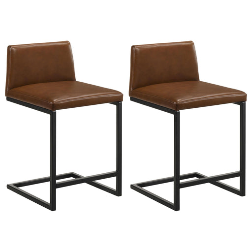 Vardon Genuine Leather Counter Height Chair Dark Brown (Set of 2) - 112229BRN