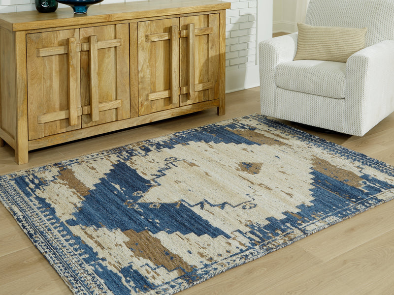 Varnler Blue/Brown/Tan Medium Rug - R407132